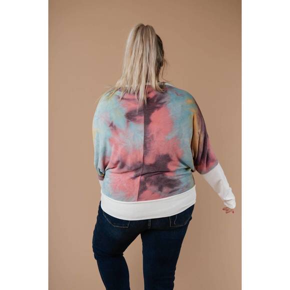 NEW WHITE BIRCH whitney wide v tie dye pullover in multi - Picture 3 of 3